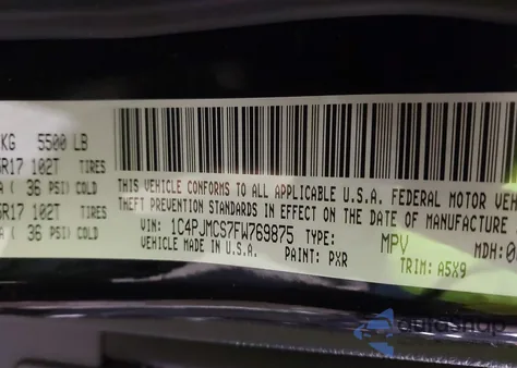 2015 Jeep Cherokee Latitude z USA, uszkodzony, nr VIN 1C4PJMCS7FW769875